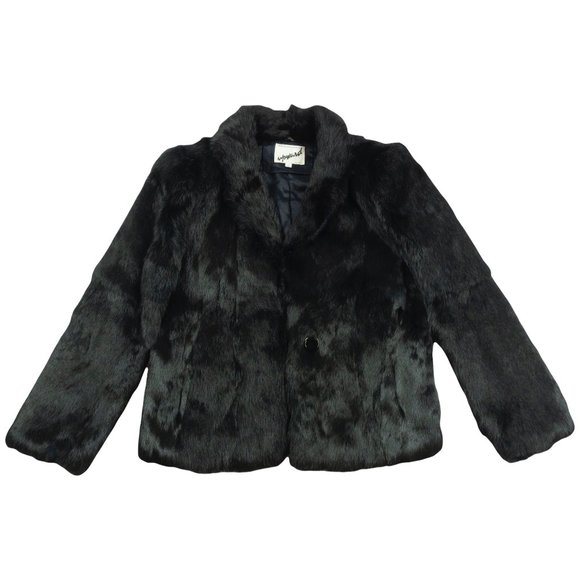 Vintage Upward Black Rabbit Fur Coat - Picture 1 of 3